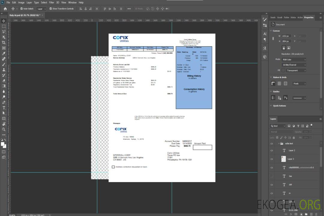 Facture commerciale Corix Utilities, SCR template
